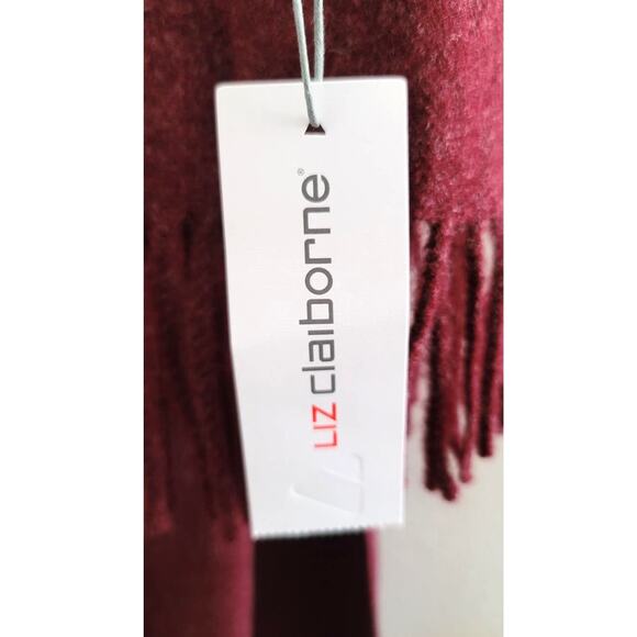 Liz Claiborne Burgundy Heather Fringed Scarf Shawl NEW - Picture 3 of 7